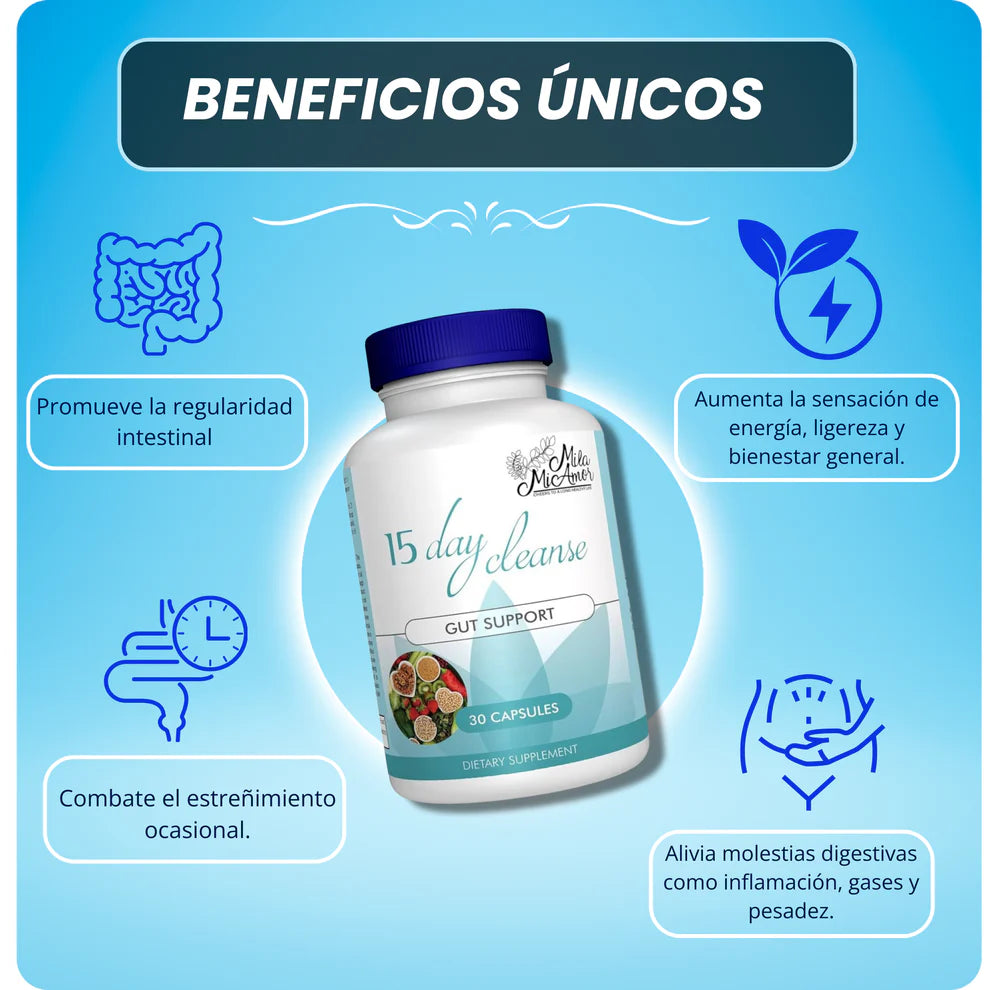 15 DAYS CLEANSE - ELIMINA TOXINAS, LIMPIA COLON, REDUCTOR DE GRASA