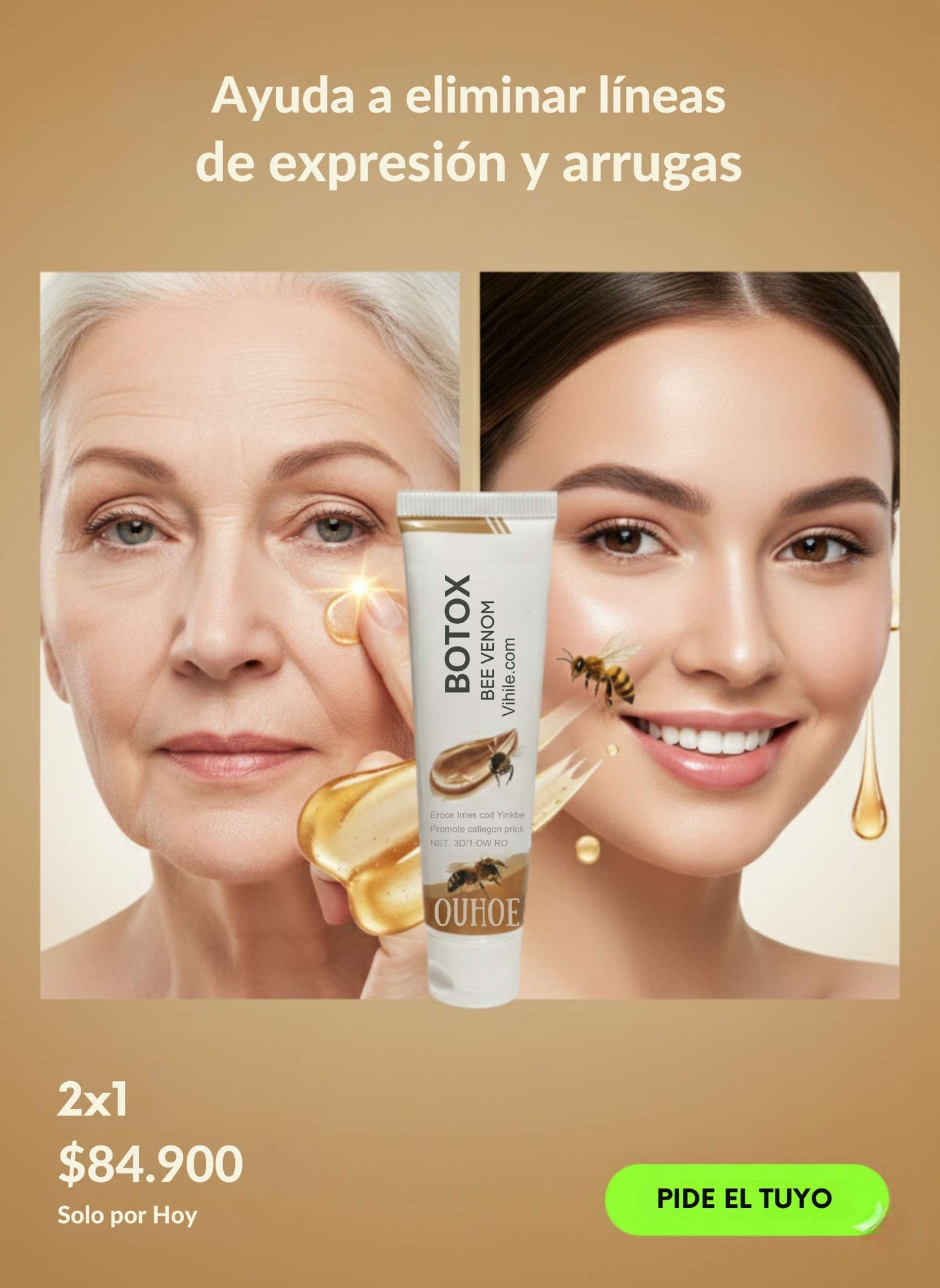 BOTOX -BEE VENOM® Crema - Elimina las líneas de expresión y las arrugas. Oferta 2X1 SOLO POR HOY