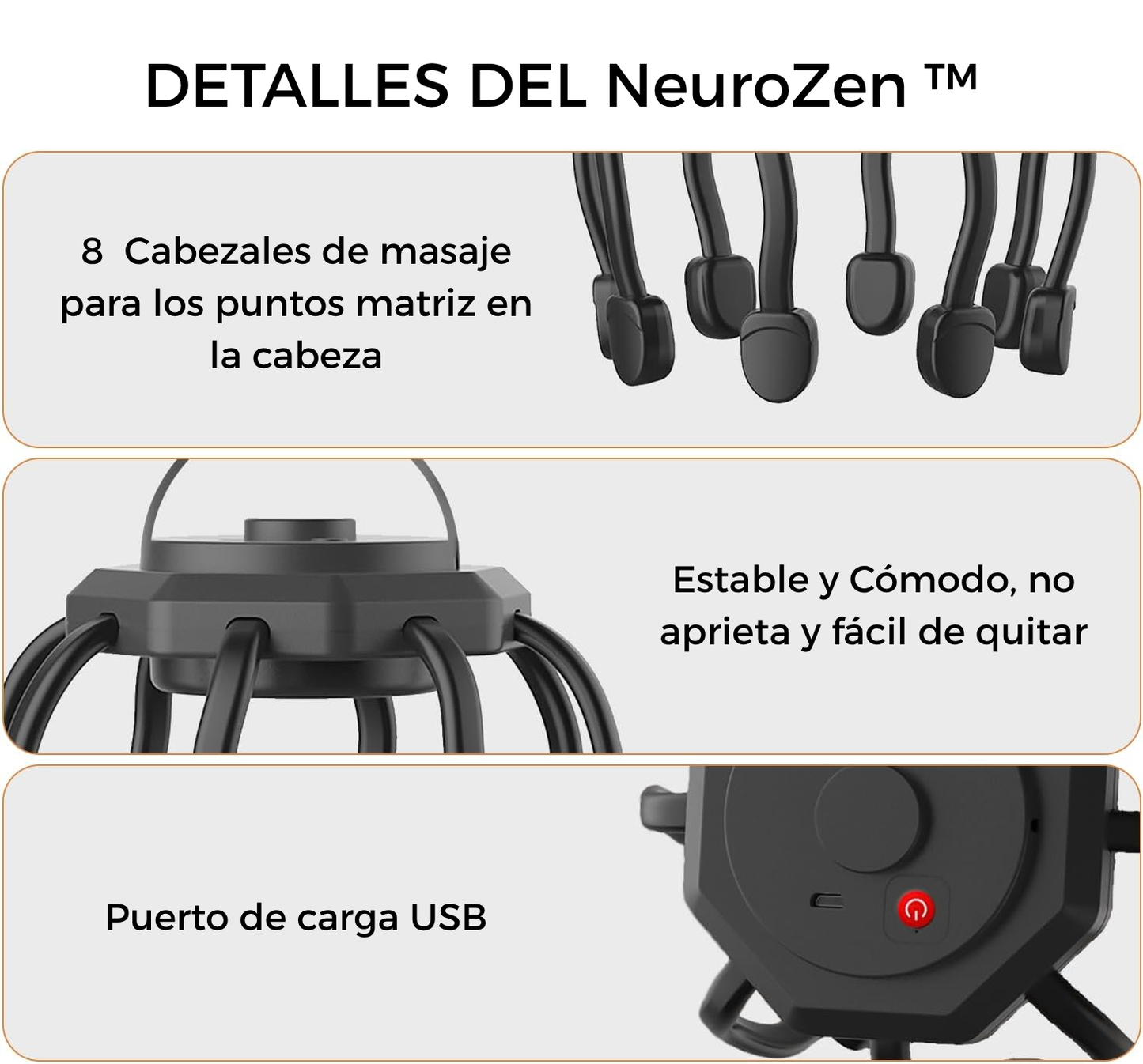 Masajeador de Cabeza NeuroZen™ Alivia migrañas, jaquecas y tensión.