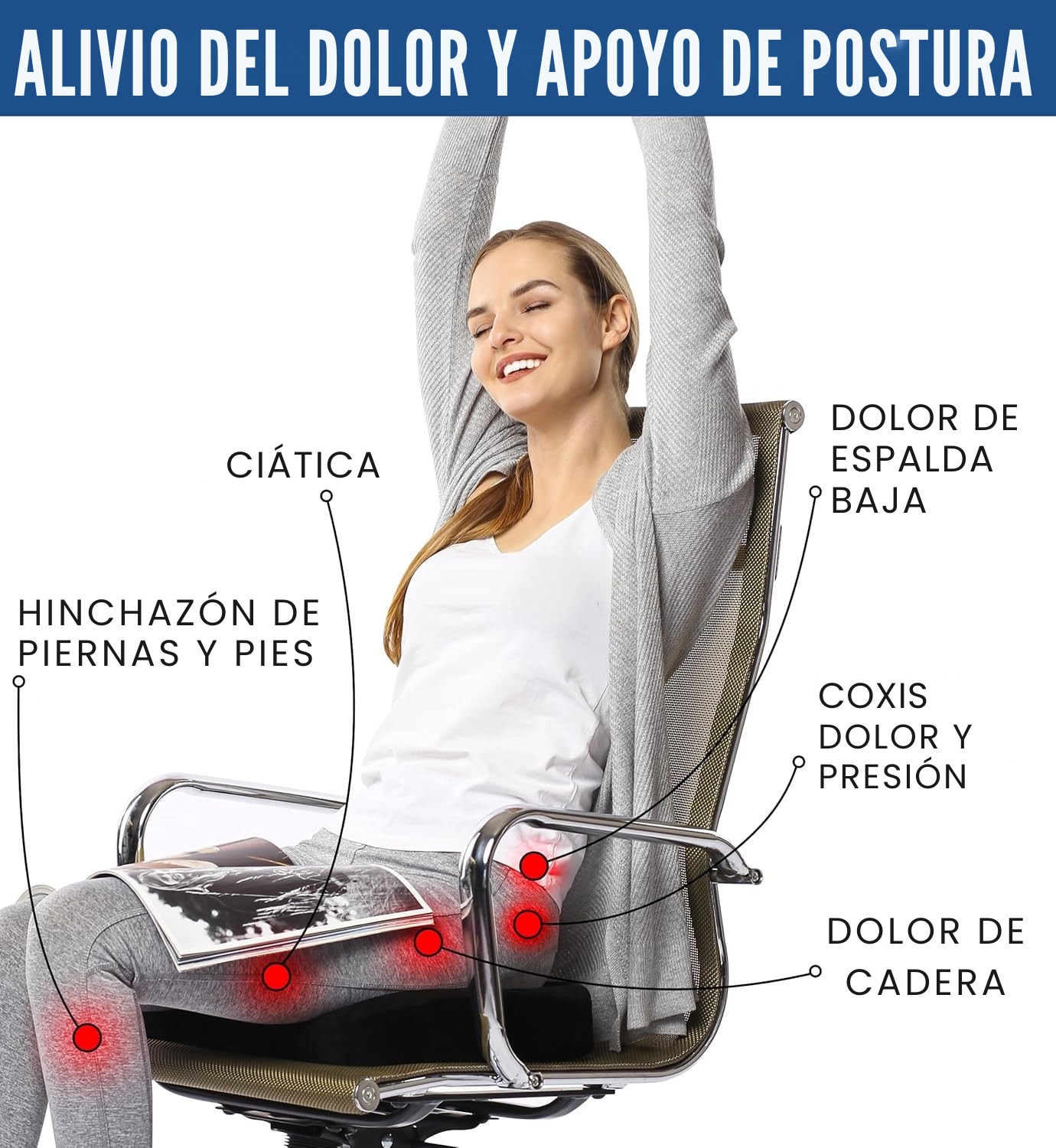 Cojin Ortopedico Home Rest™ - Alivio del Dolor de Espalda y Coxis