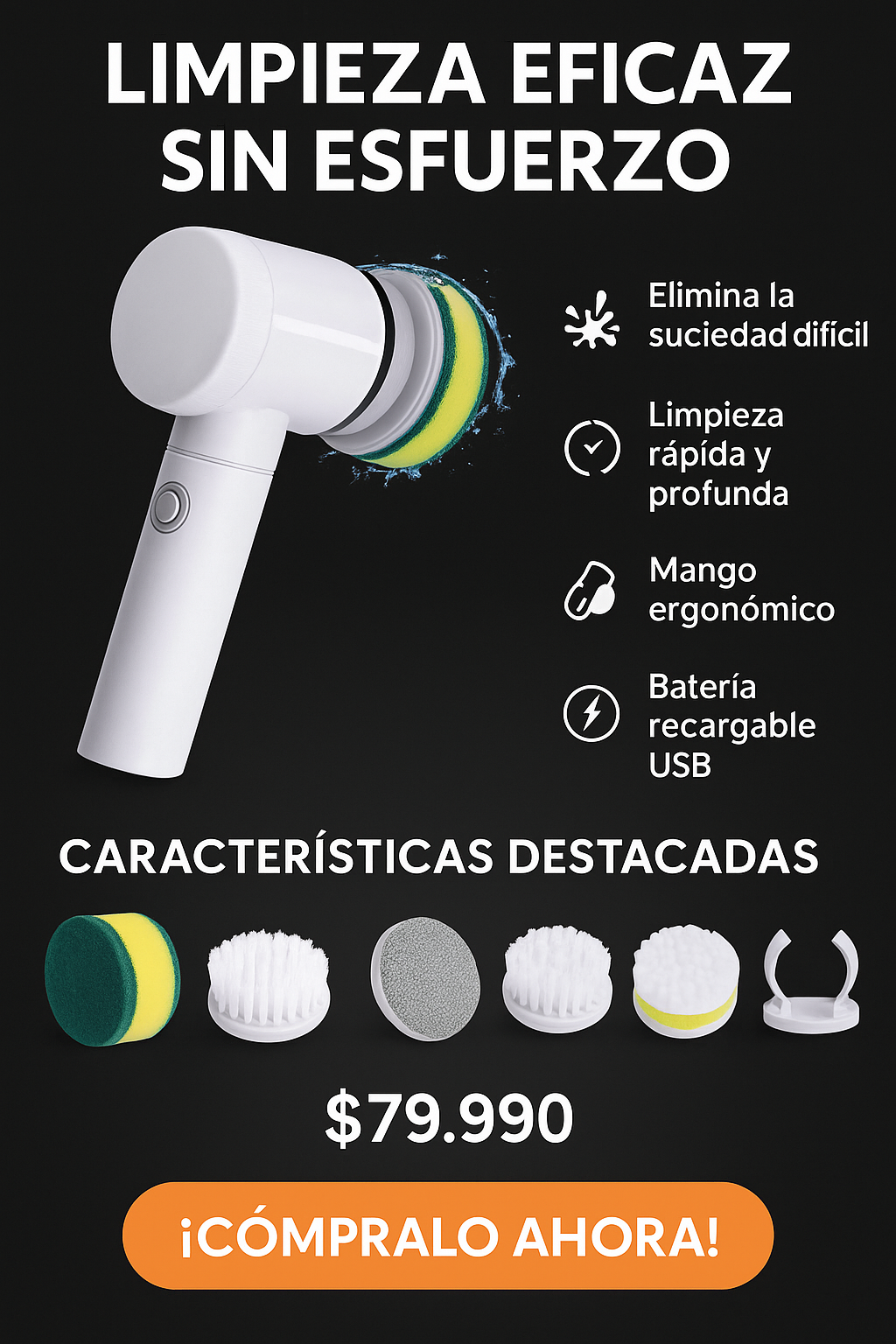 Cepillo Eléctrico ProClean 5 en 1: Limpieza sin Esfuerzo - 🚨 SUPER DESCUENTO SOLO POR HOY 🚨