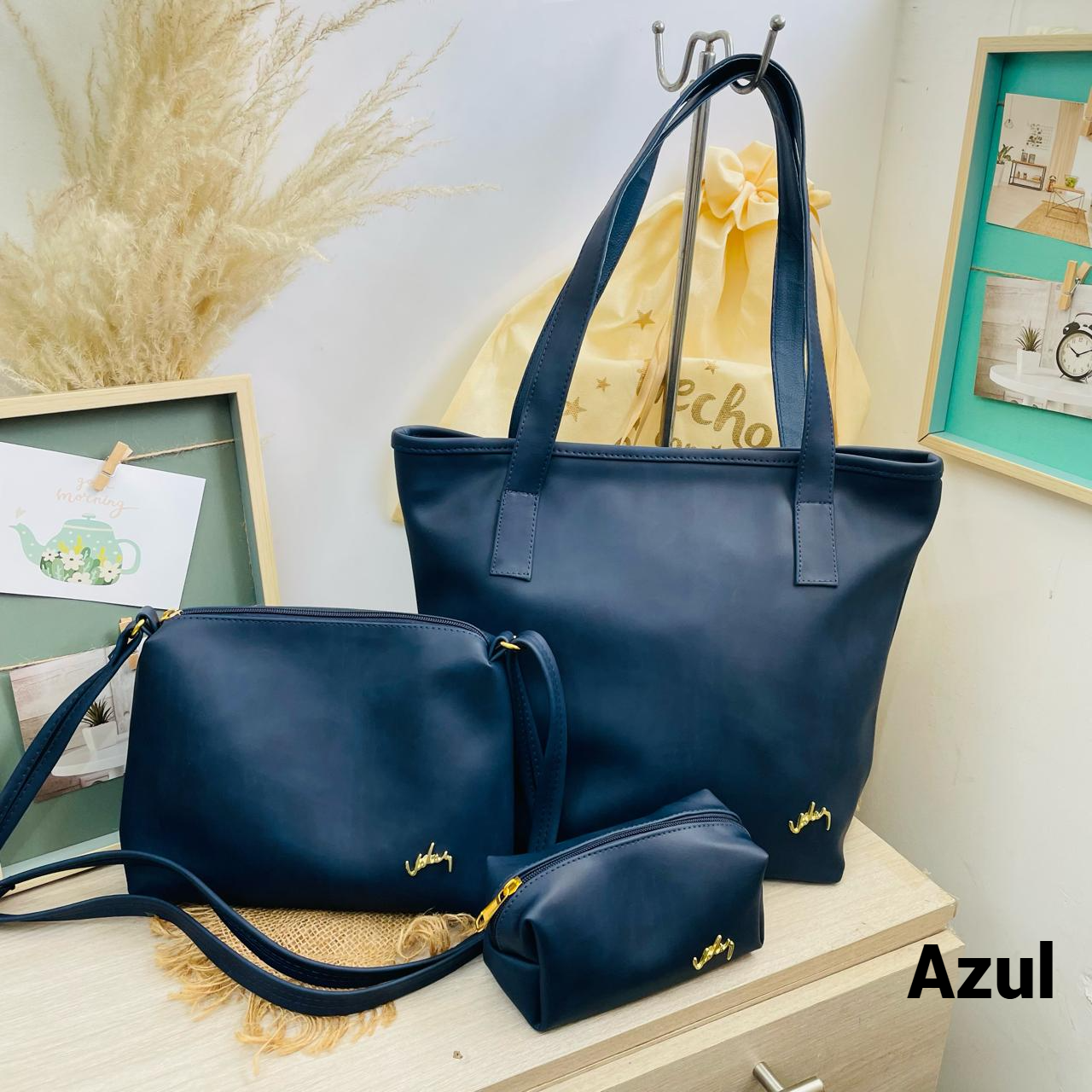 TRIO EN CUERO DACOTA DAMA - bolso, carriel y cosmetiquera -REF SAFARI VLZ