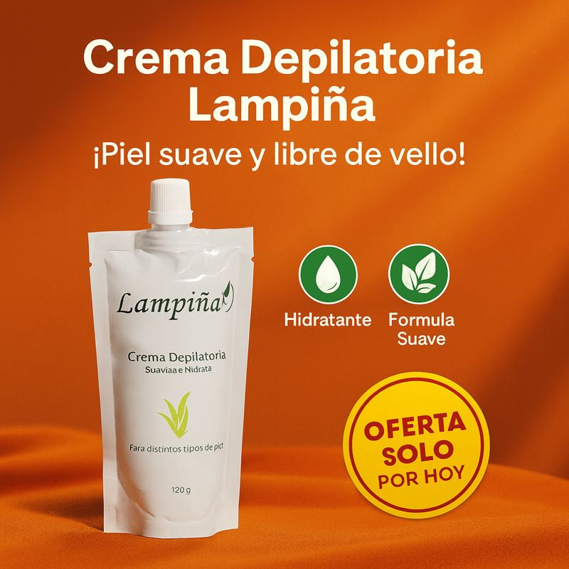 Crema depilatoria Lampiña Corporal 120g - Suaviza, Hidrata y Elimina Vello Fácil