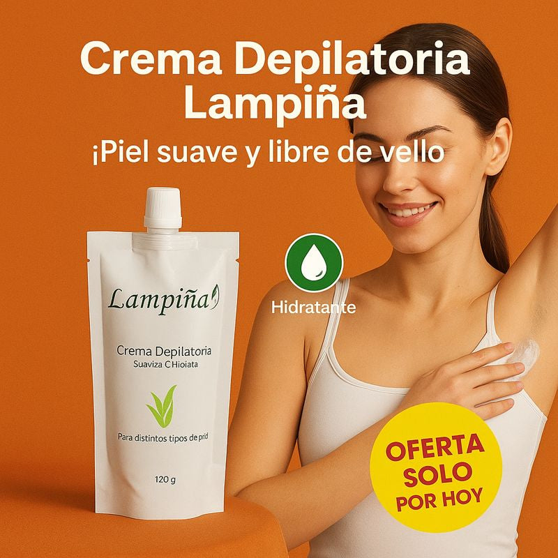 Crema depilatoria Lampiña Corporal 120g - Suaviza, Hidrata y Elimina Vello Fácil