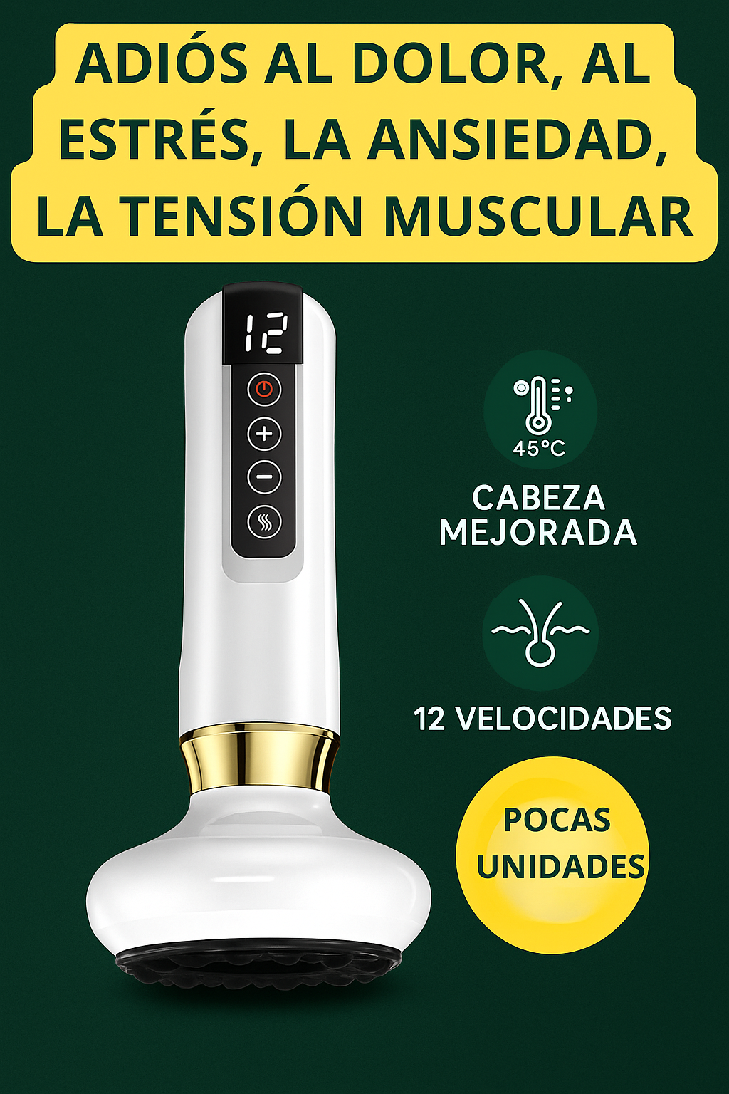 MASAJEADOR ELECTRICO DE VENTOSAS - CUPPING THERAPY®.  AYUDA CONTRA EL DOLOR, MEJORA CIRCULACIÓN, RELAJA, DISMINUYE EL ESTRÉS Y LA ANSIEDAD.
