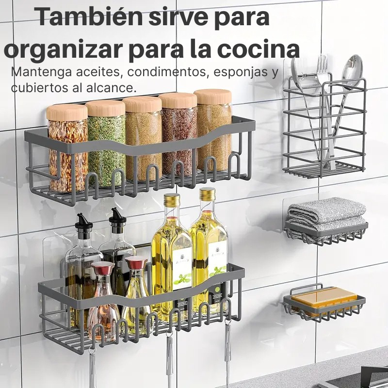 Organizador de Baño Homely Set X5 | Más Espacio, Menos Desorden sin Romper la pared