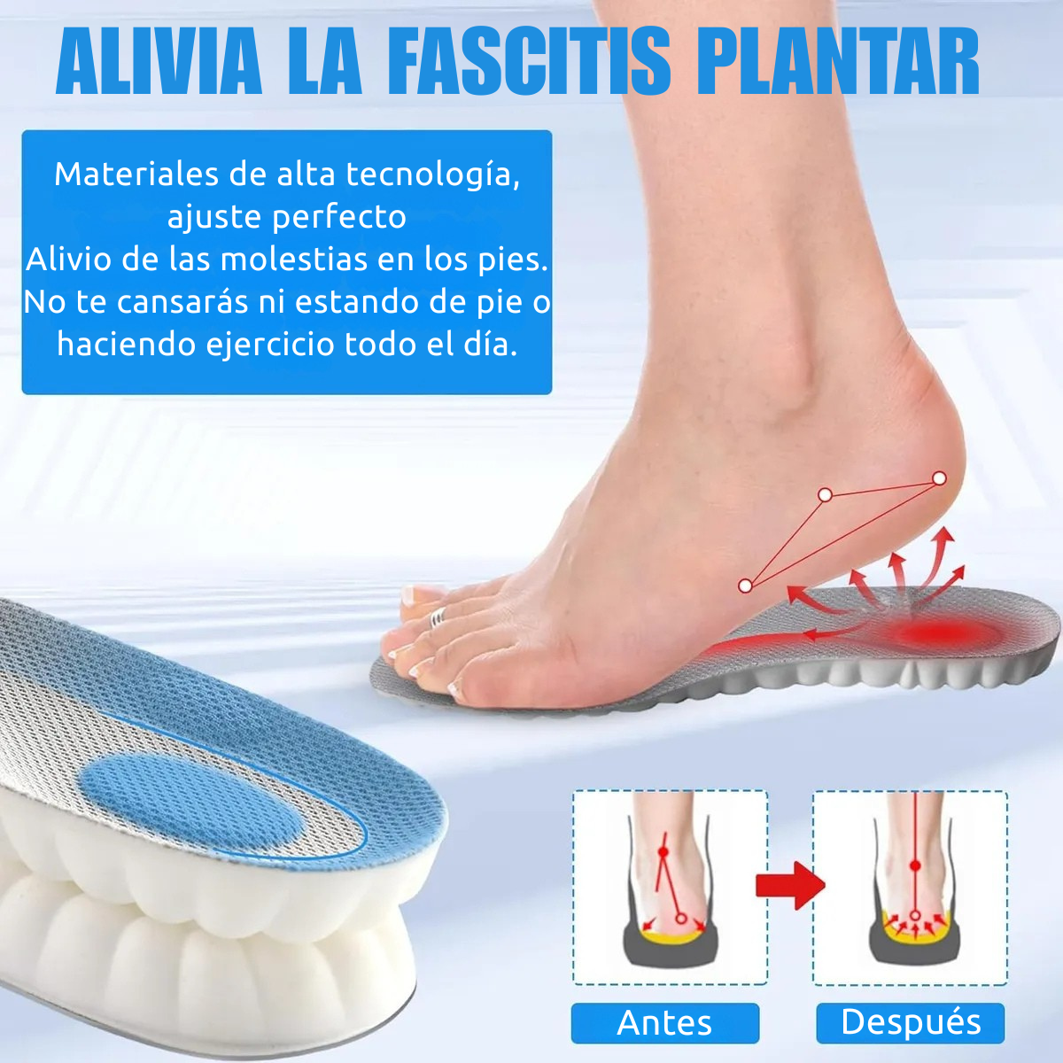 Par de Plantillas 4D|Adiós al dolor de pies, fascitis o cansancio.