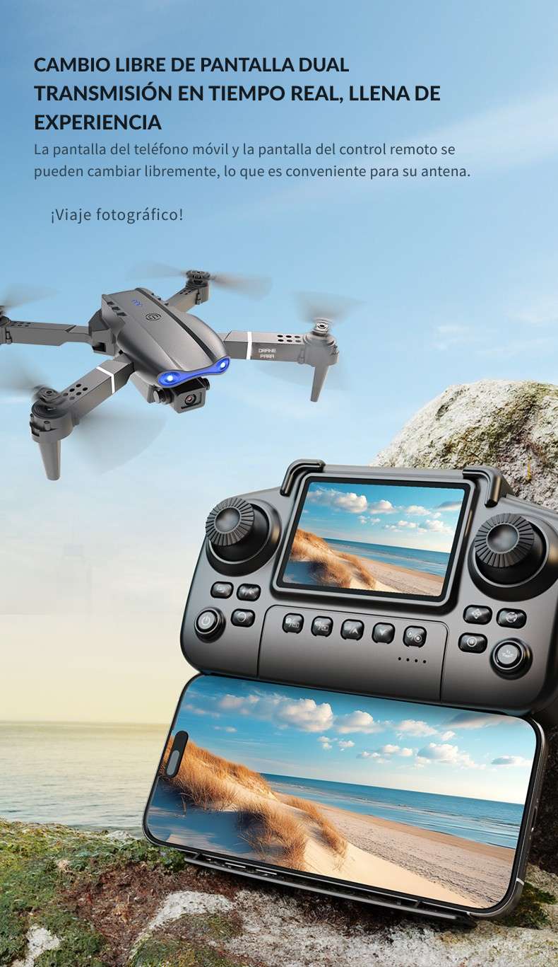 DRON E99 MAX - RADIO CONTROL CON PANTALLA - INCLUYE DOS BATERÍAS