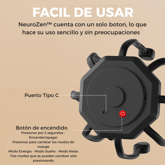 Masajeador de Cabeza NeuroZen™  Alivia migrañas, jaquecas y tensión.