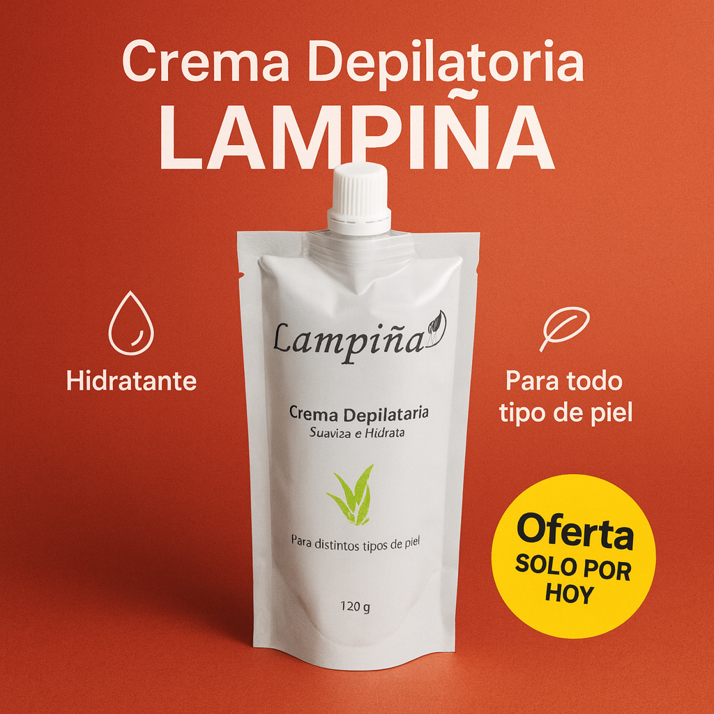 Crema depilatoria Lampiña Corporal 120g - Suaviza, Hidrata y Elimina Vello Fácil