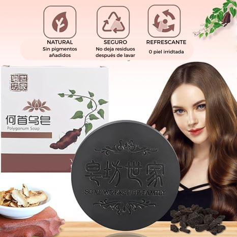 Jabón Japonés He Shou Wu™ ORIGINAL  - Fortalece, previene la caída y evita el crecimiento de canas. PAGA 1 LLEVA 2