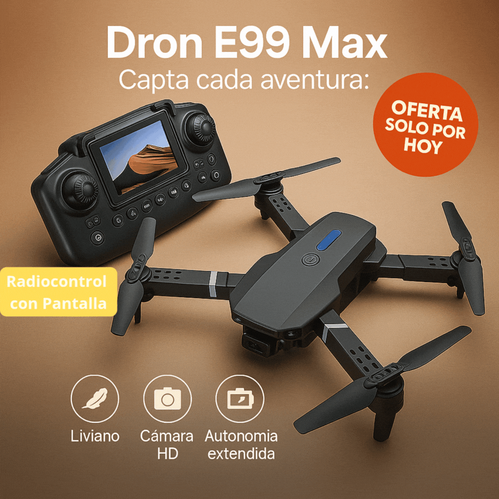 DRON E99 MAX - RADIO CONTROL CON PANTALLA - INCLUYE DOS BATERÍAS