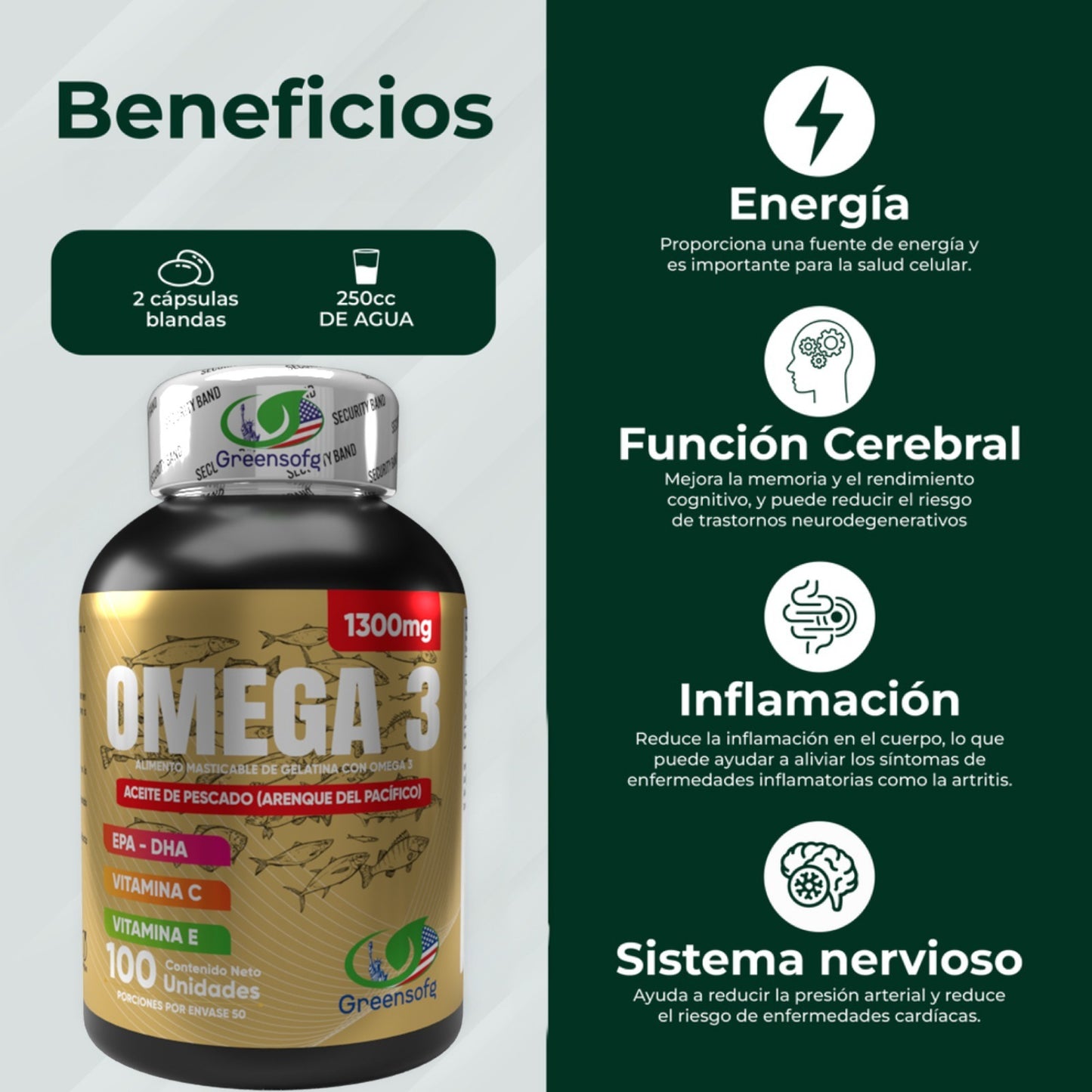 OMEGA 3 GREENSOFT® AMERICANO - CON REGISTRO INVIMA. OFERTA DE INTRODUCCIÓN2X1