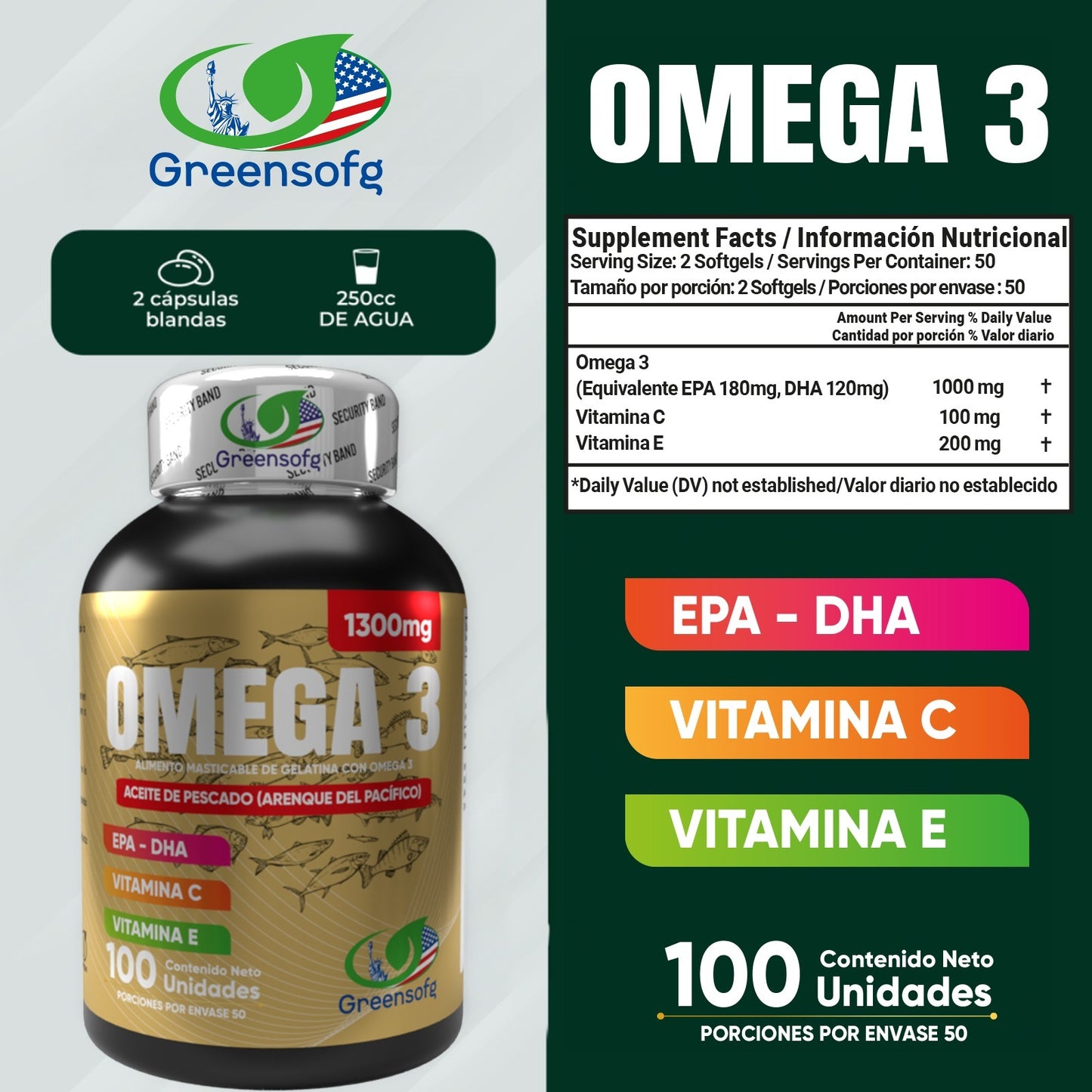OMEGA 3 GREENSOFT® AMERICANO - CON REGISTRO INVIMA. OFERTA DE INTRODUCCIÓN2X1