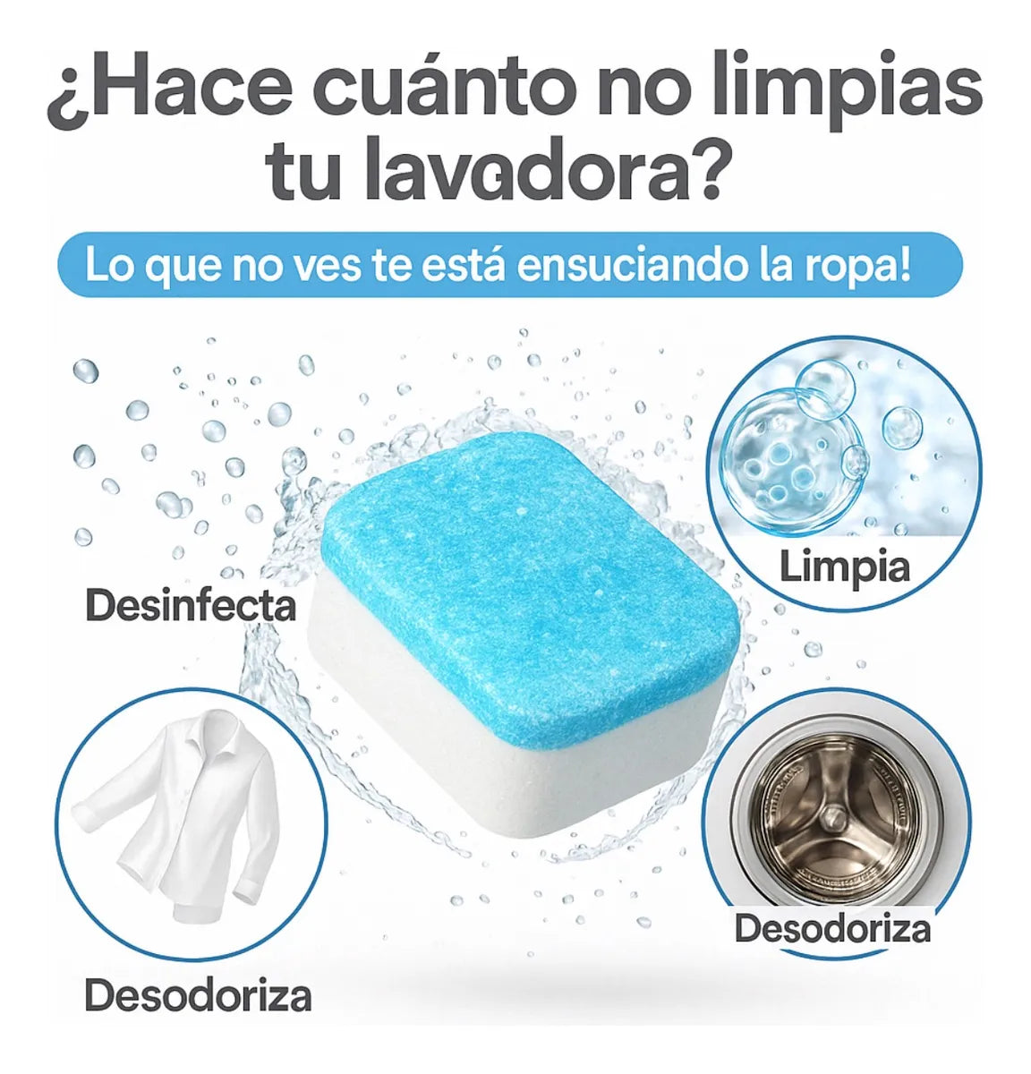 TABLETAS DE LIMPIEZA PROFUNDA PARA LAVADORAS - CLEAR®