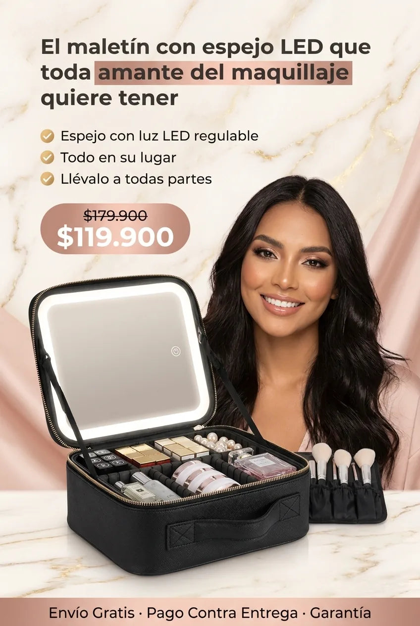 Maletin de maquillaje con espejo LED