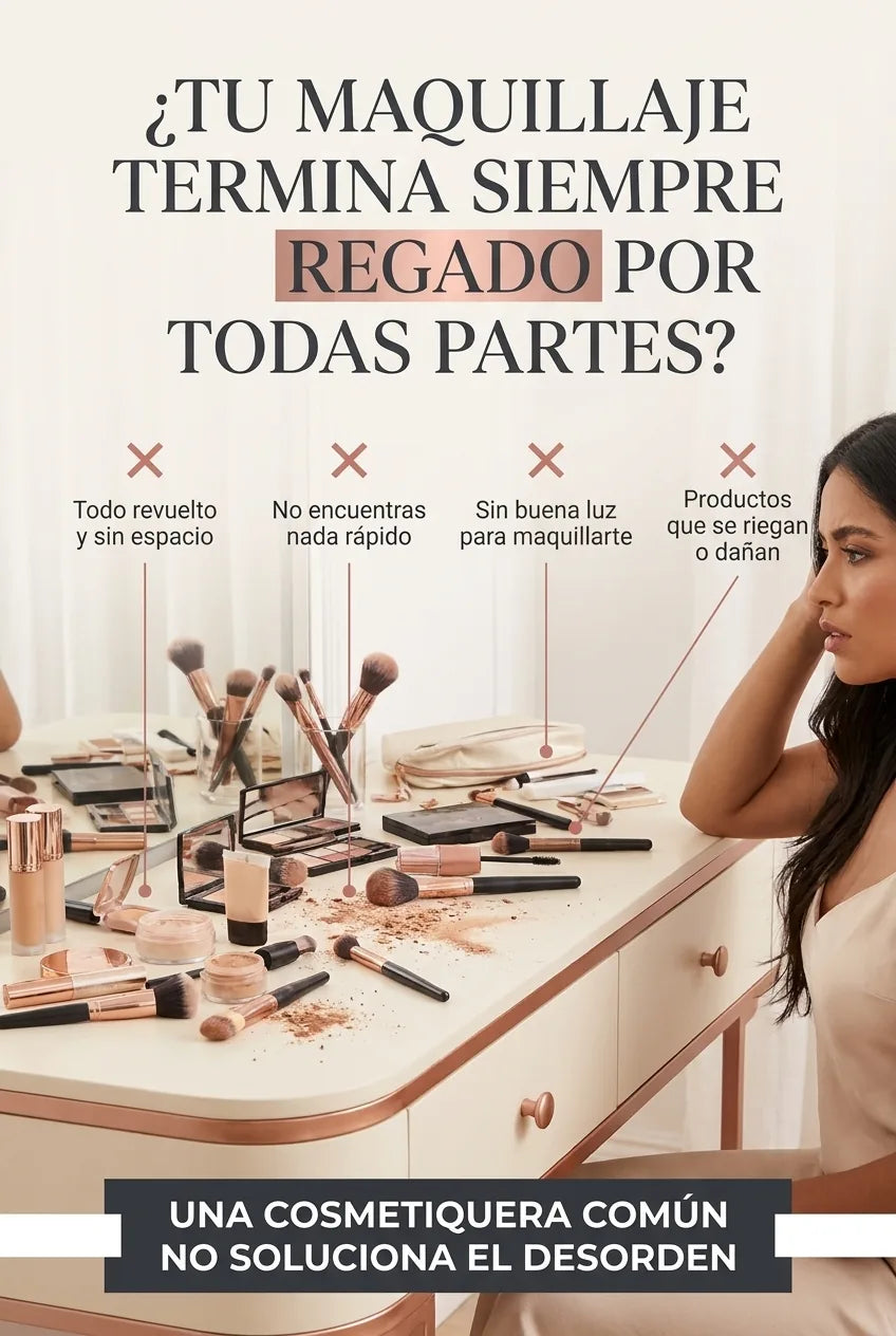 Maletin de maquillaje con espejo LED