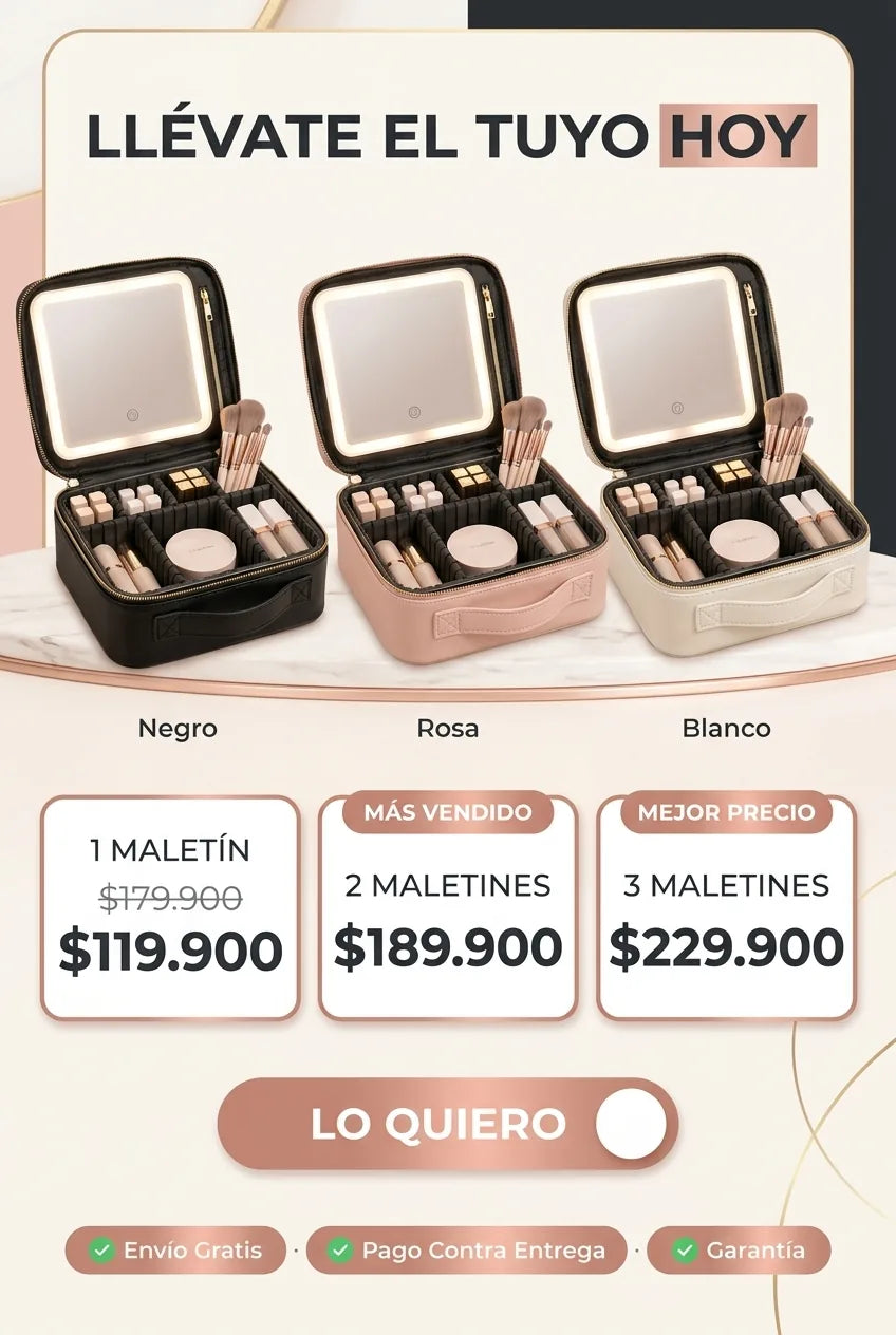 Maletin de maquillaje con espejo LED